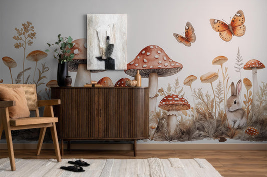 Whimsical Fairytale Magical Woodland Floral Wallpaper – lifestyle view, Golden Era Walls