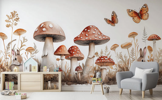 Whimsical Fairytale Magical Woodland Floral Wallpaper – peel and stick wallpaper mural, Golden Era Walls