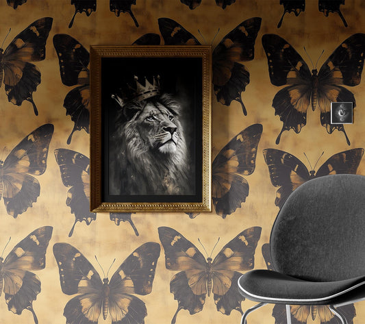 Vintage Butterfly Renter Friendly Floral Wallpaper Pattern – peel and stick wallpaper mural, Golden Era Walls