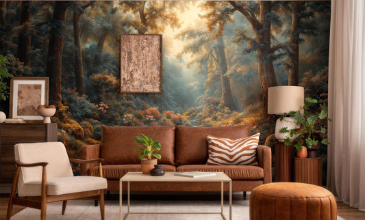 Dreamy Forest Fairytale Nature Floral Wallpaper – detail view, Golden Era Walls