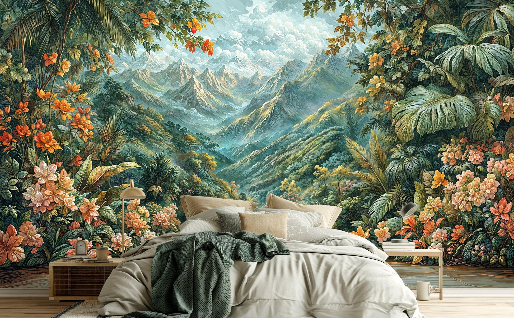Moody Tropical Dark Jungle Tropical Wallpaper – scale reference, Golden Era Walls