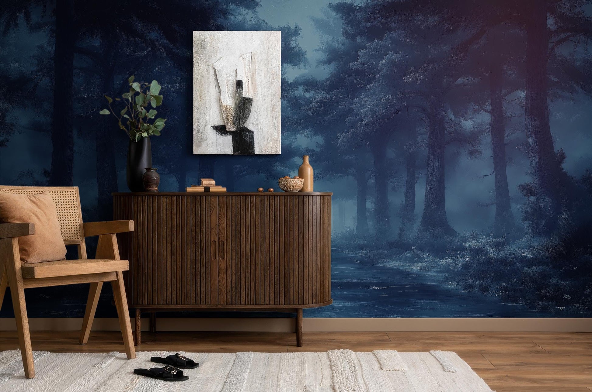 Mystical Enchanted Forest Art Wallpaper – scale reference, Golden Era Walls