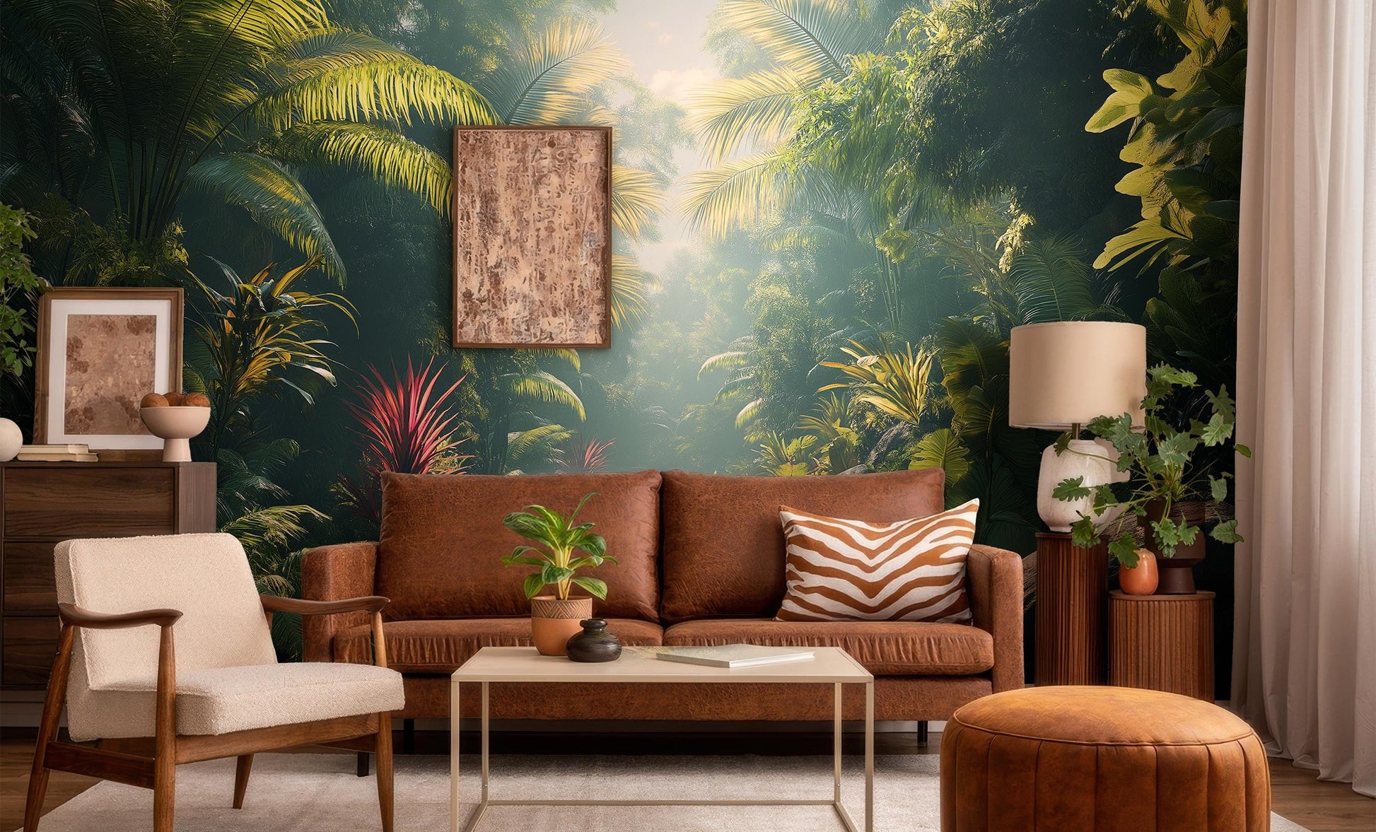 Nature Landscape Tropical Rainforest Floral Wallpaper – scale reference, Golden Era Walls