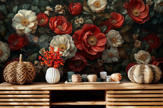 Vintage Floral Renter Friendly Floral Wallpaper – peel and stick wallpaper mural, Golden Era Walls