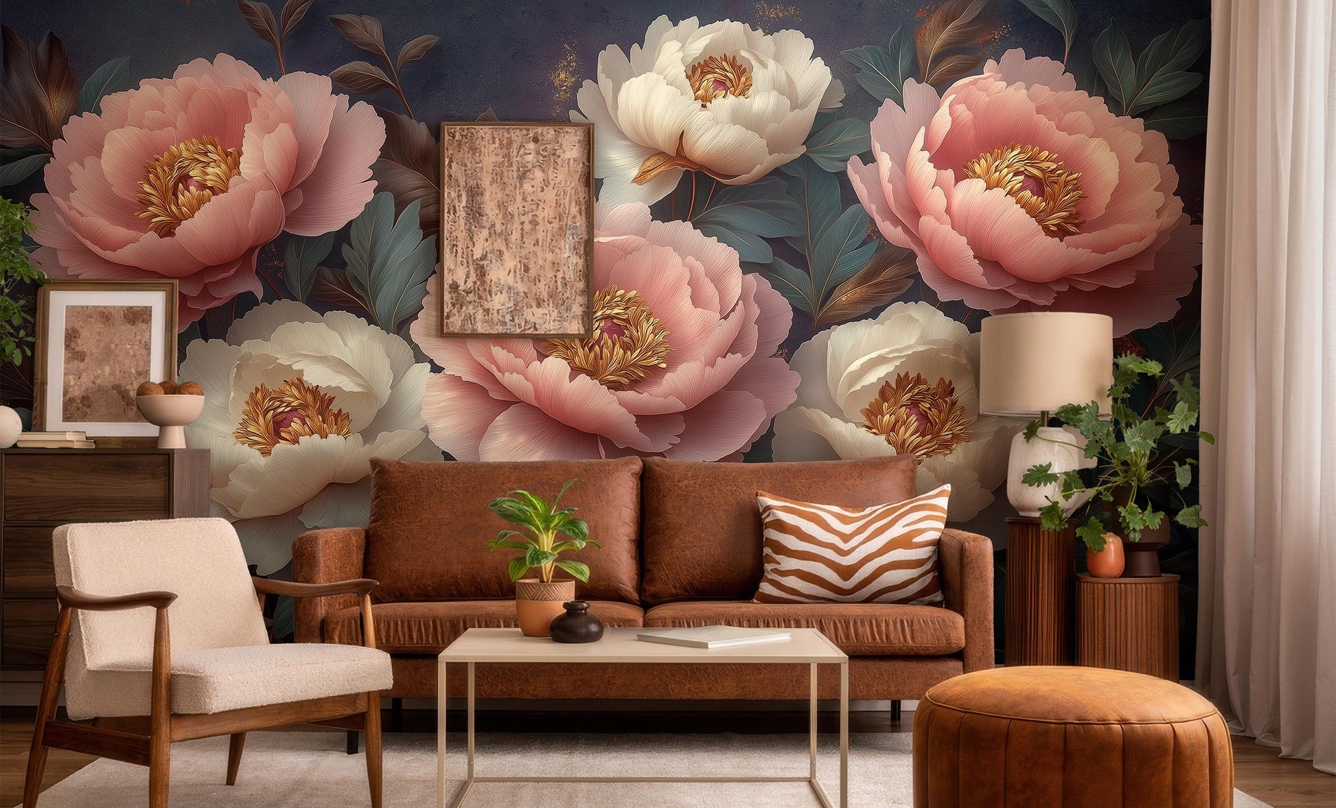Blush Peony Floral Romantic Floral Wallpaper – detail view, Golden Era Walls