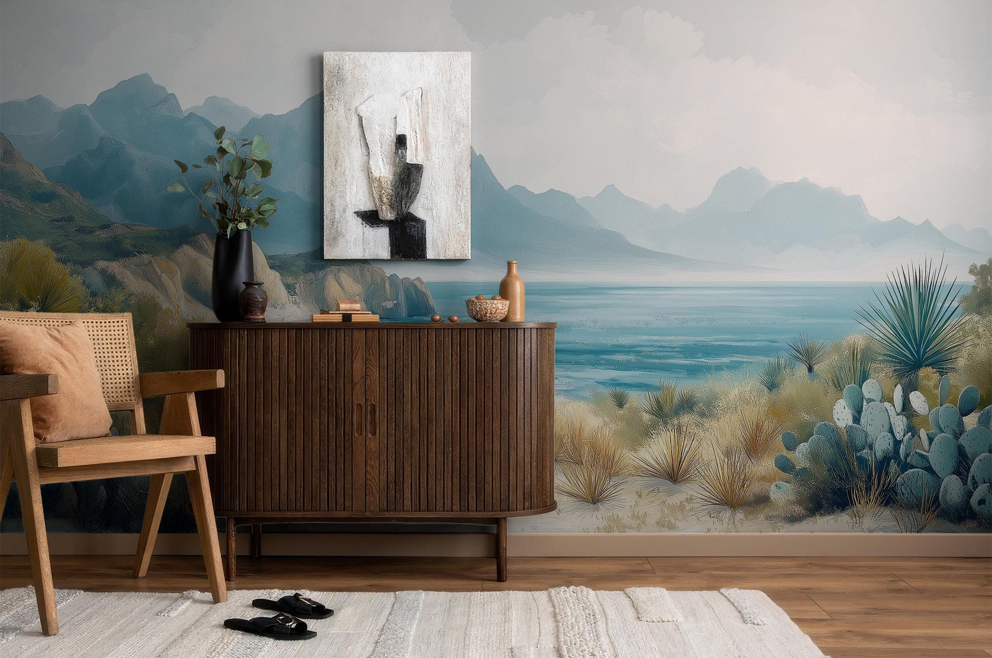 Southwestern Desert Beach Sand Coastal Wallpaper – scale reference, Golden Era Walls