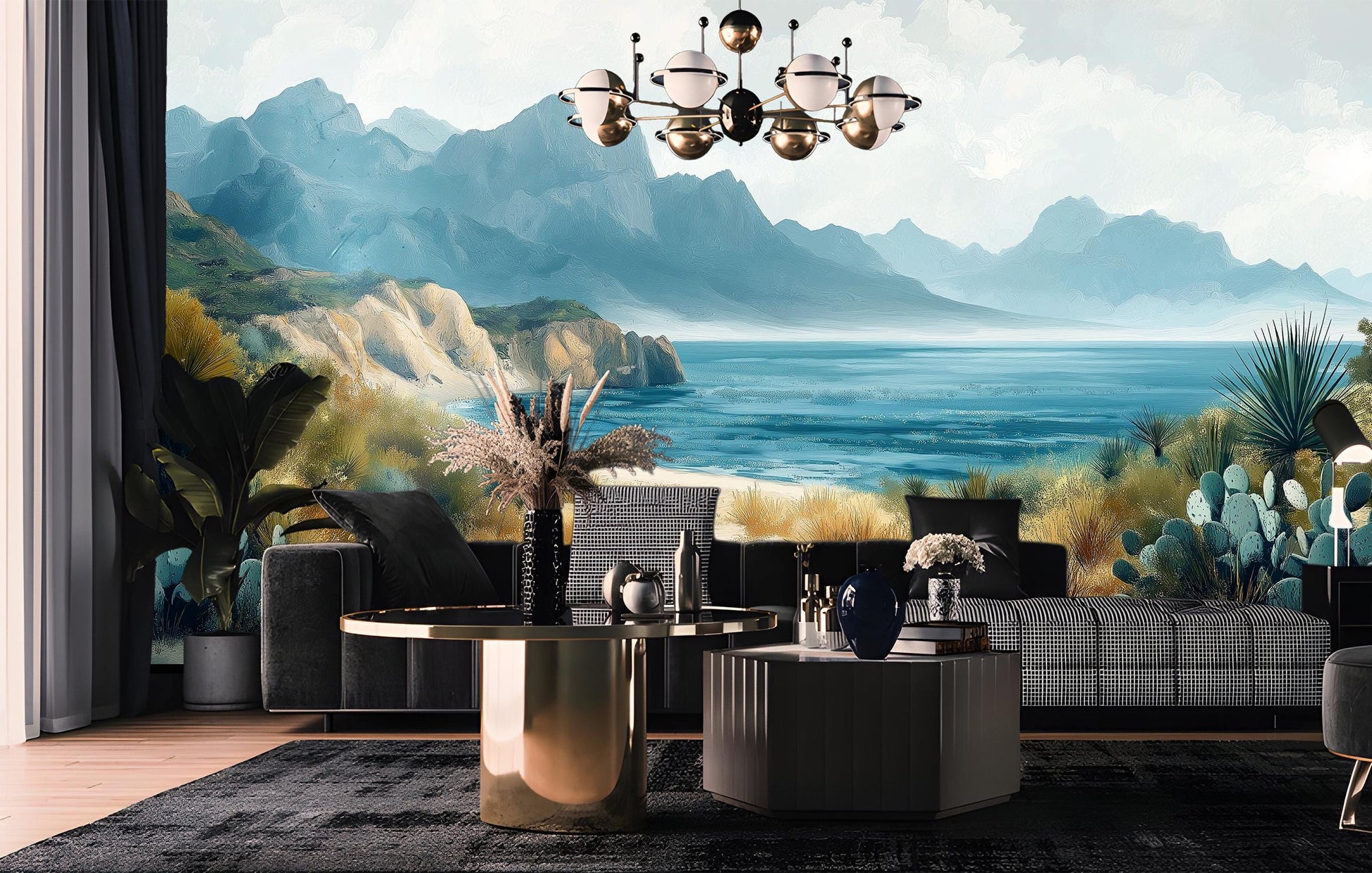Southwestern Desert Beach Sand Coastal Wallpaper – lifestyle view, Golden Era Walls