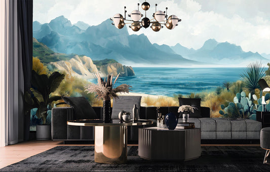 Southwestern Desert Beach Sand Coastal Wallpaper – lifestyle view, Golden Era Walls