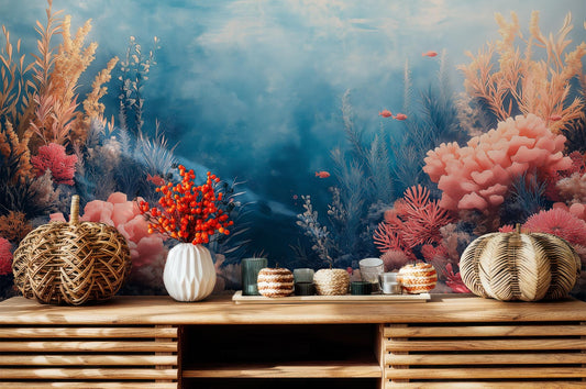 Underwater Coral Reef Ocean Tropical Wallpaper – detail view, Golden Era Walls