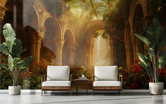 Vintage Garden Overgrown Palace Floral Wallpaper – detail view, Golden Era Walls