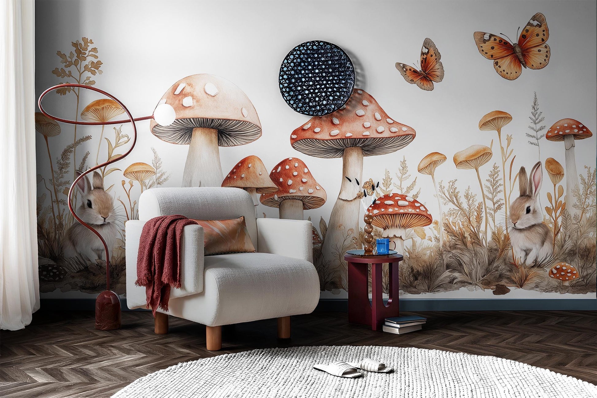 Whimsical Fairytale Magical Woodland Floral Wallpaper – detail view, Golden Era Walls