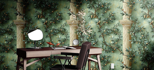 Classic Mediterranean Renter Friendly Floral Wallpaper Pattern – peel and stick wallpaper mural, Golden Era Walls