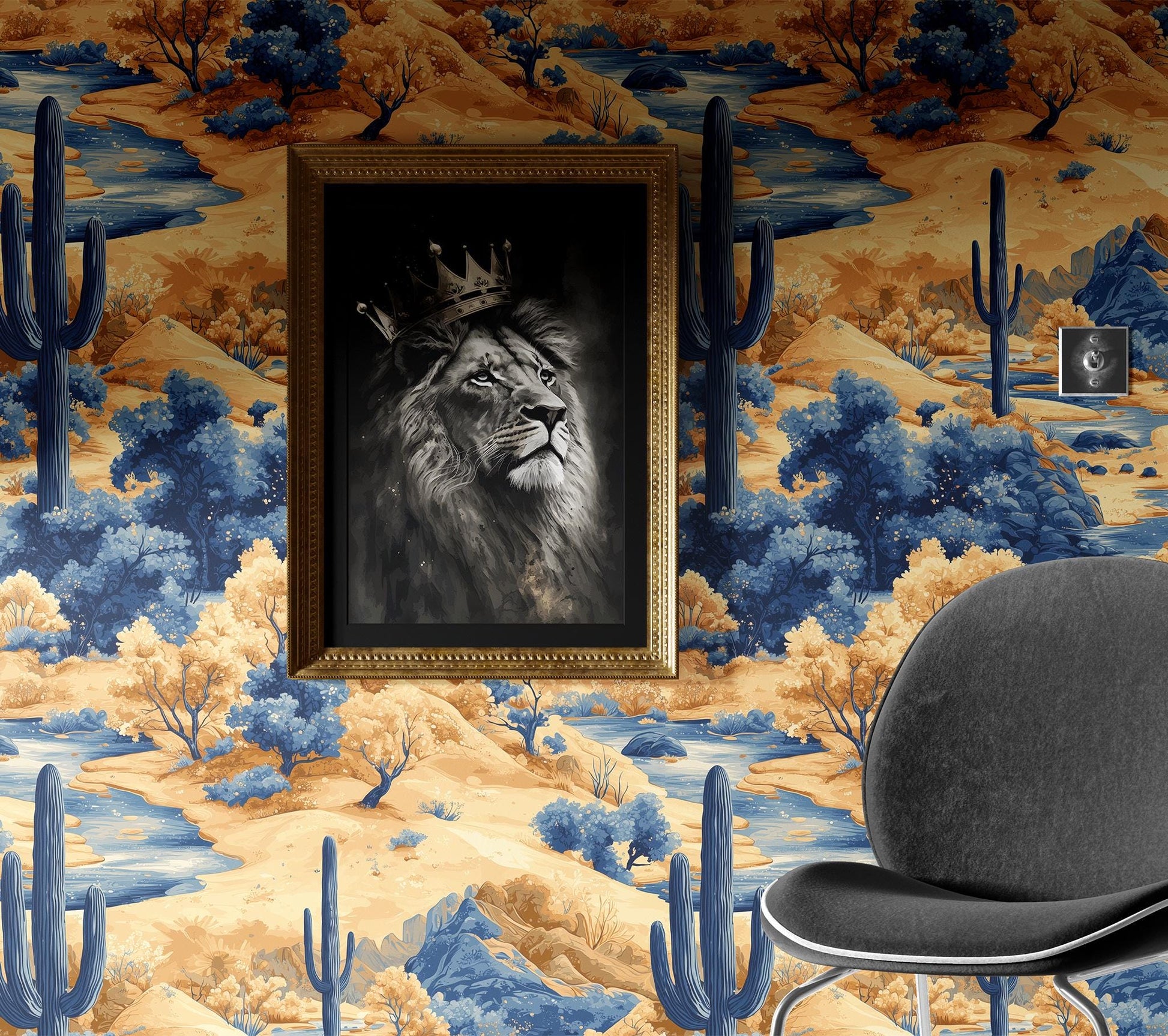 Desert Oasis Renter Friendly Wallpaper Pattern – detail view, Golden Era Walls