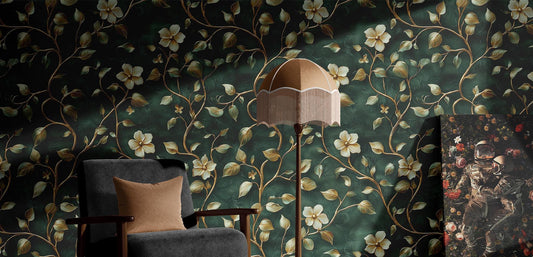 Luxury Floral Renter Friendly Floral Wallpaper Pattern – peel and stick wallpaper mural, Golden Era Walls