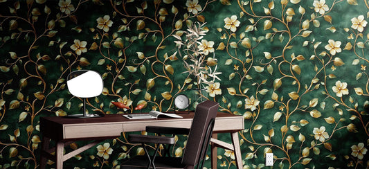 Luxury Floral Renter Friendly Floral Wallpaper Pattern – room setting, Golden Era Walls