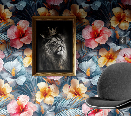 Vibrant Island Flower Renter Floral Wallpaper Pattern – lifestyle view, Golden Era Walls