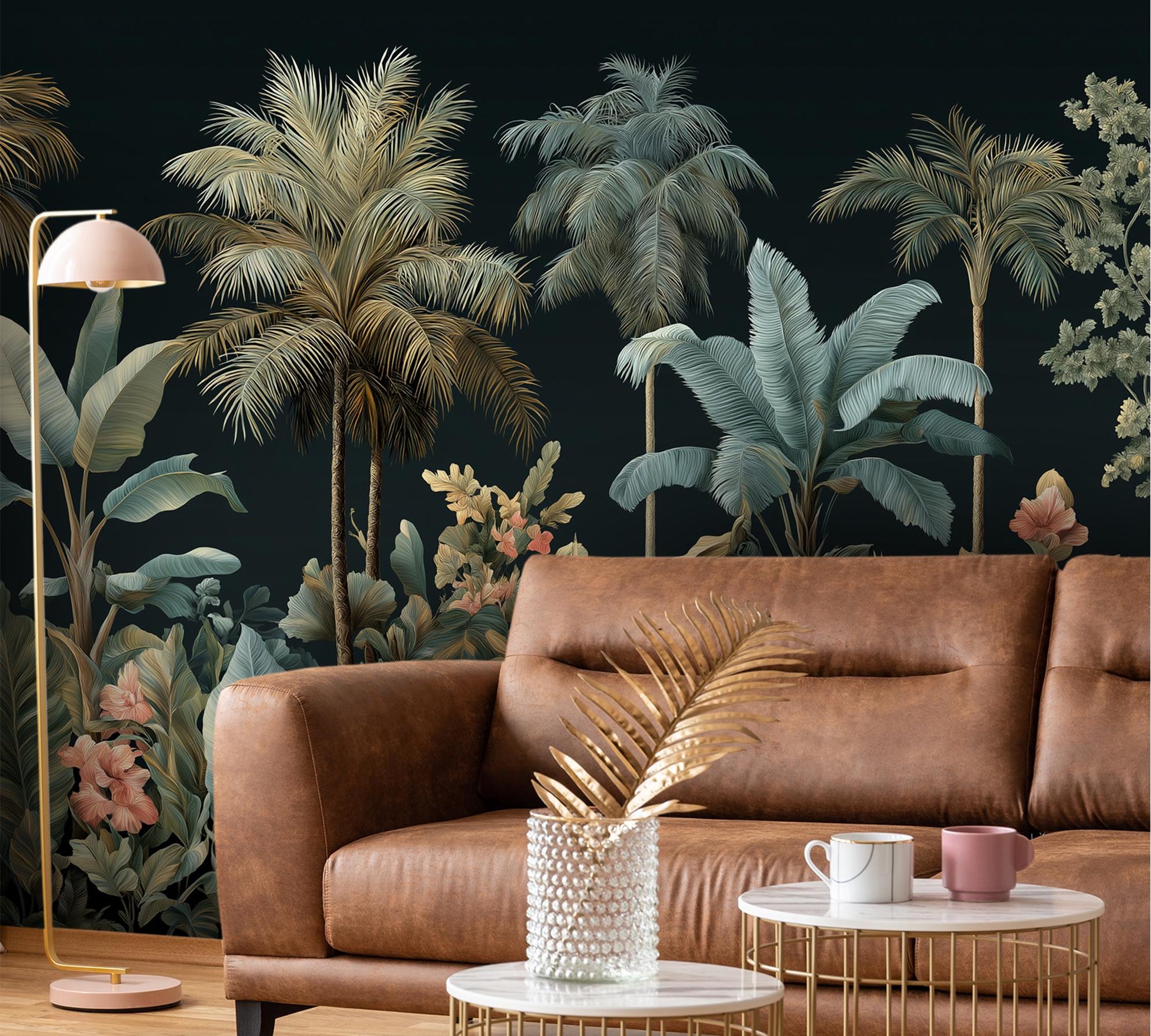 Tropical Rainforest Lush Banana Floral Wallpaper – scale reference, Golden Era Walls