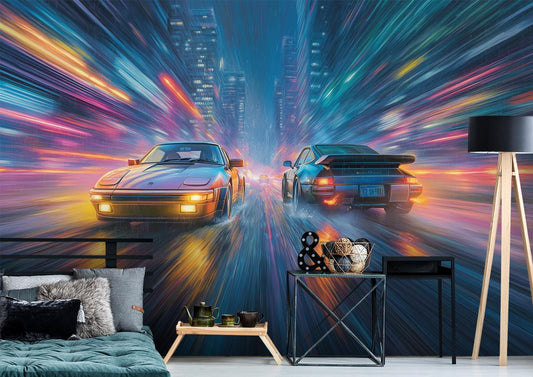 Race Car Renters Friendly Wallpaper – detail view, Golden Era Walls