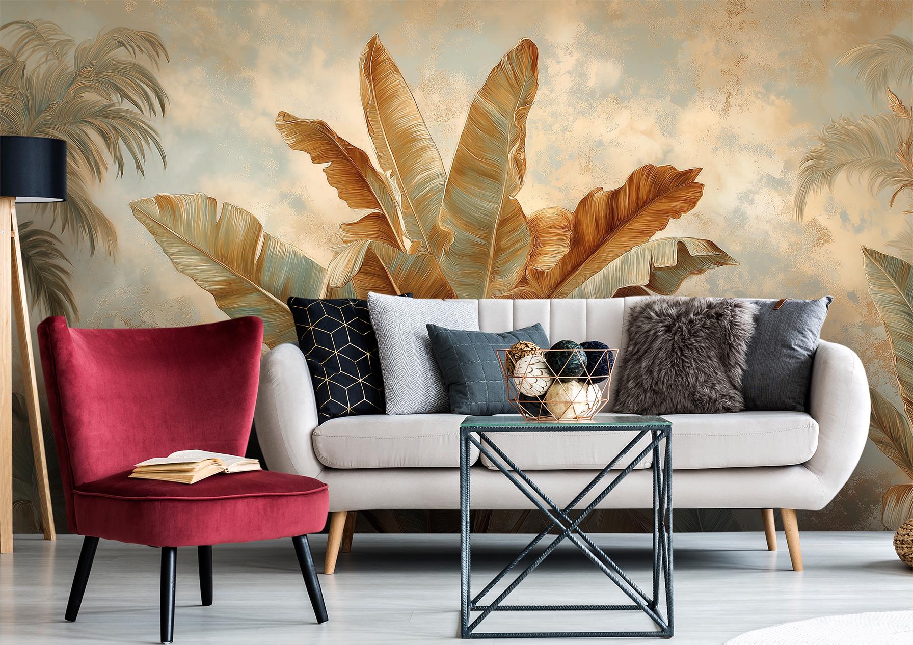 Banana Leaf Oasis Tropical Floral Wallpaper – alternate view, Golden Era Walls