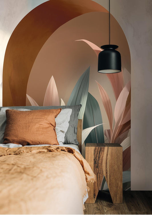 Botanical Terracotta Arches Or Floral Wallpaper – detail view, Golden Era Walls