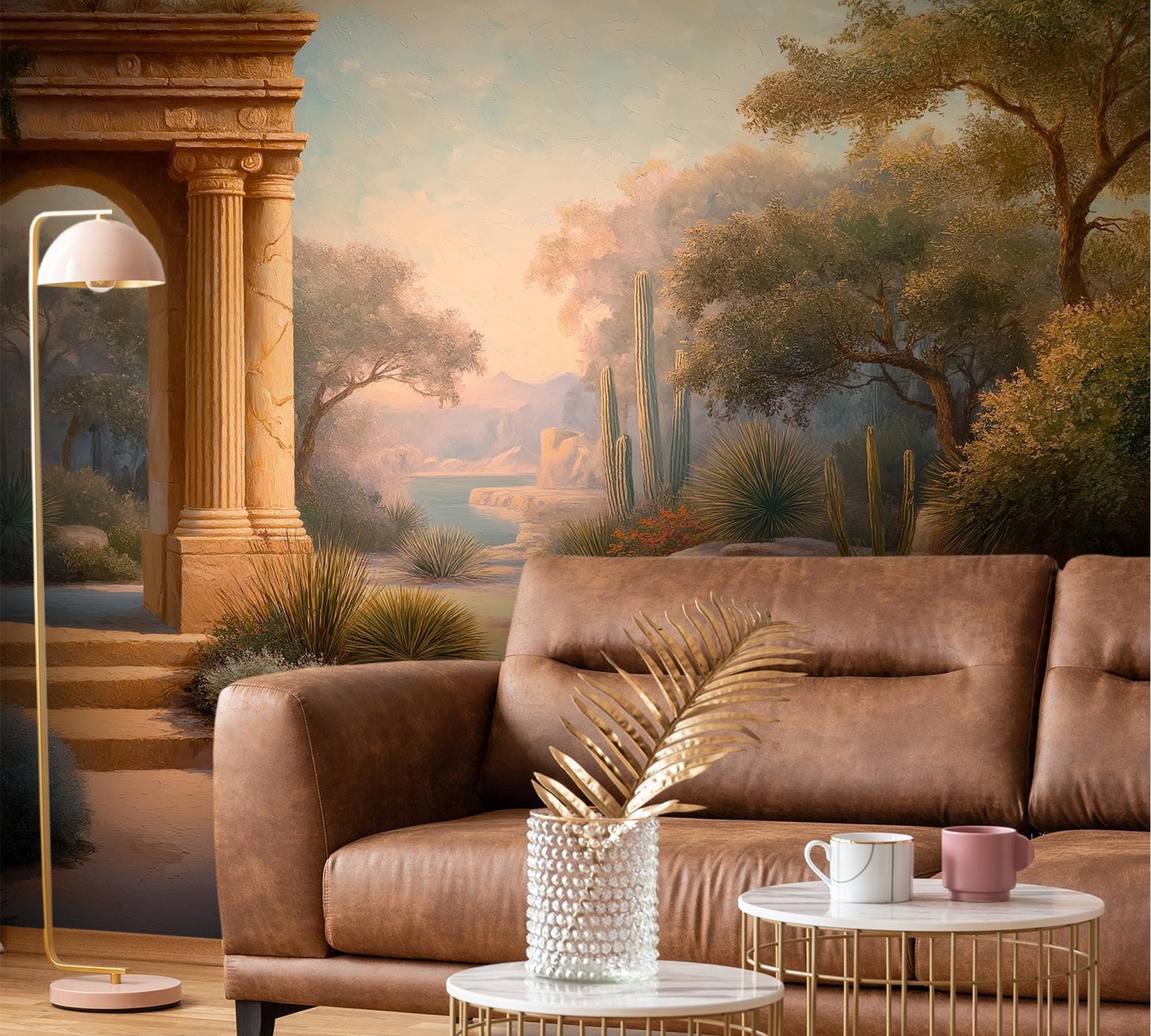 Ancient Archway Desert Mediterranean Wallpaper – lifestyle view, Golden Era Walls