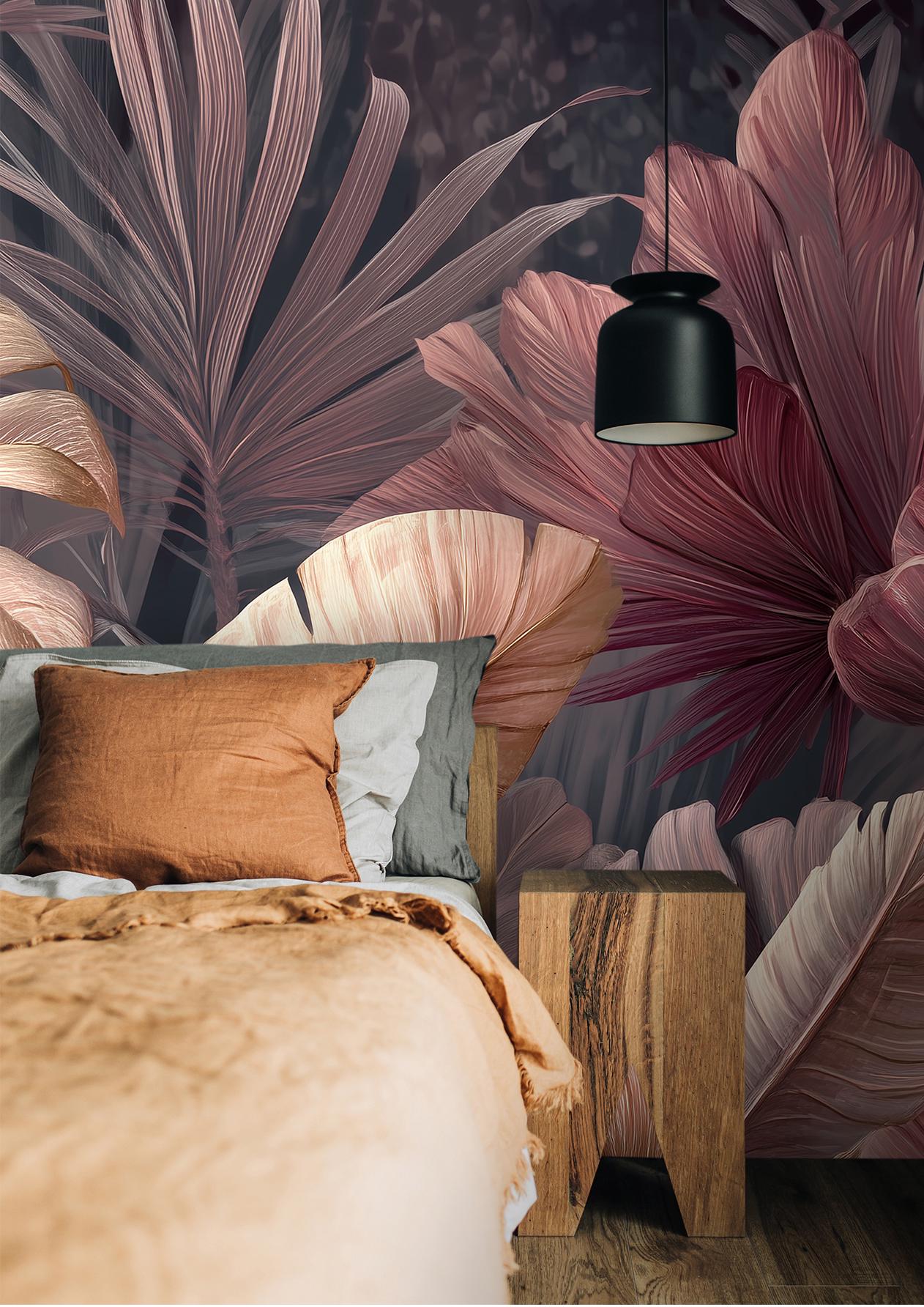 Bold Tropical Leaf Monstera Floral Wallpaper – detail view, Golden Era Walls