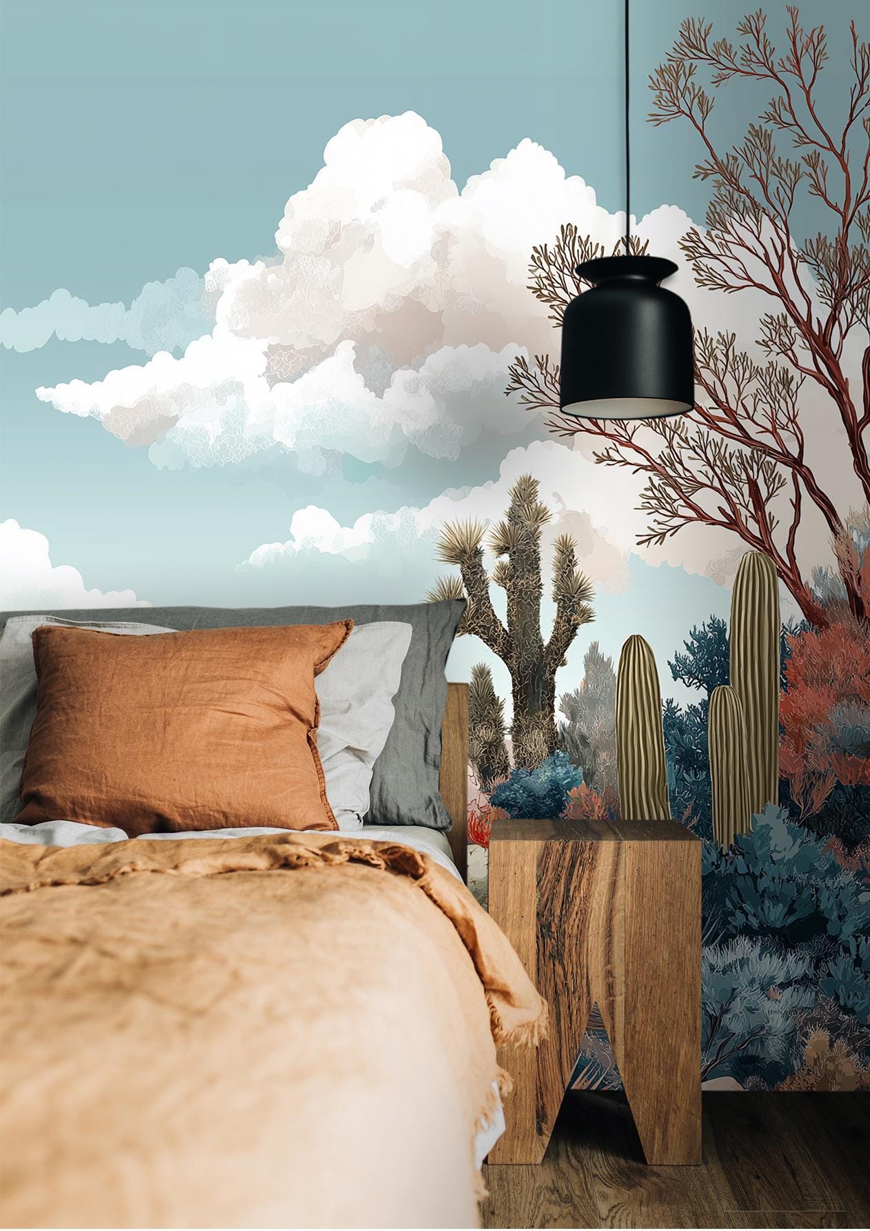 Desert Cactus Or Pre Floral Wallpaper – alternate view, Golden Era Walls