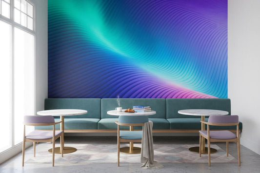 Whimsical Bear Moon Gray Geometric Wallpaper – lifestyle view, Golden Era Walls