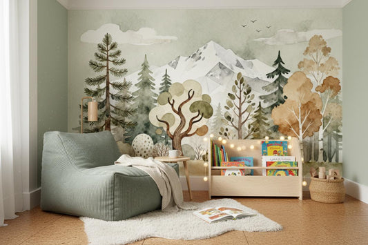 Watercolor Sea Life Dark Coastal Wallpaper – detail view, Golden Era Walls