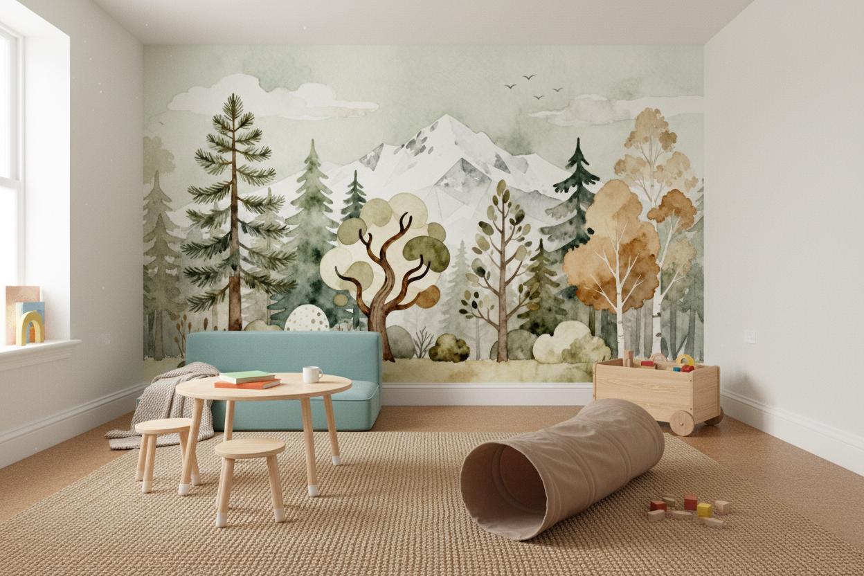 Watercolor Sea Life Dark Coastal Wallpaper – alternate view, Golden Era Walls