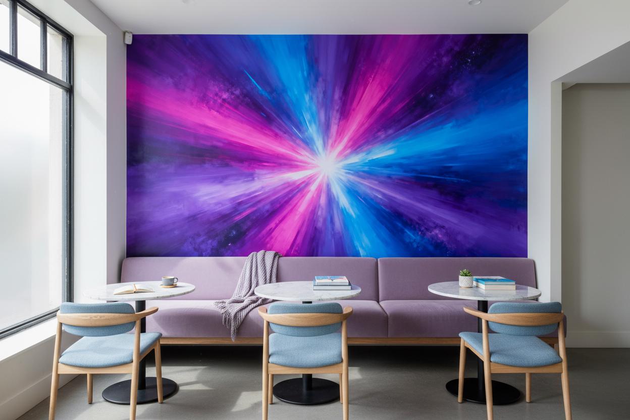 Vibrant Burst Pink Blue Geometric Wallpaper – detail view, Golden Era Walls