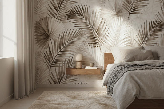 Tropical Sunset Vintage Orange Floral Wallpaper – peel and stick wallpaper mural, Golden Era Walls