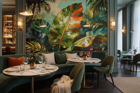 Tropical Rainforest Non Woven Floral Wallpaper – lifestyle view, Golden Era Walls