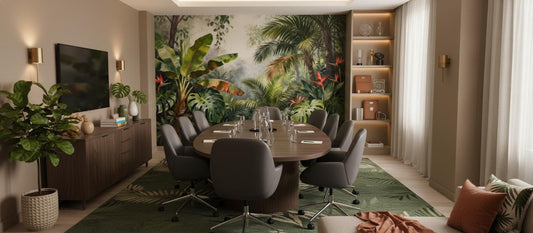 Tropical Jungle Green Botanical Floral Wallpaper – detail view, Golden Era Walls