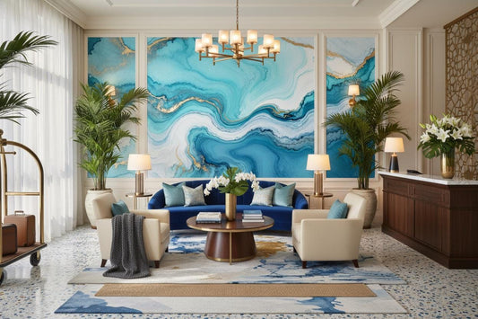 Opulent Teal Gold Agate Marble Wallpaper – detail view, Golden Era Walls