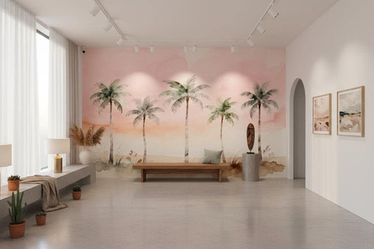 Rainbow Stars Pastel Cloud Tropical Wallpaper – detail view, Golden Era Walls