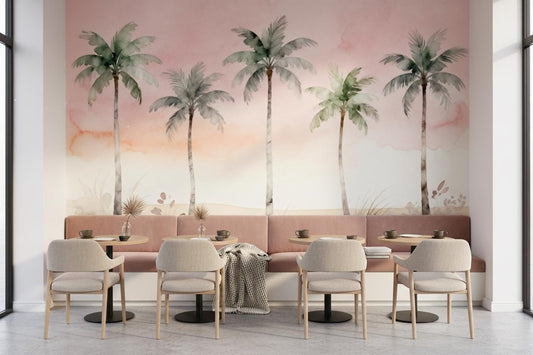 Rainbow Stars Pastel Cloud Tropical Wallpaper – peel and stick wallpaper mural, Golden Era Walls