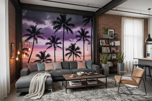 Moody Tropical Palm Tree Tropical Wallpaper – detail view, Golden Era Walls