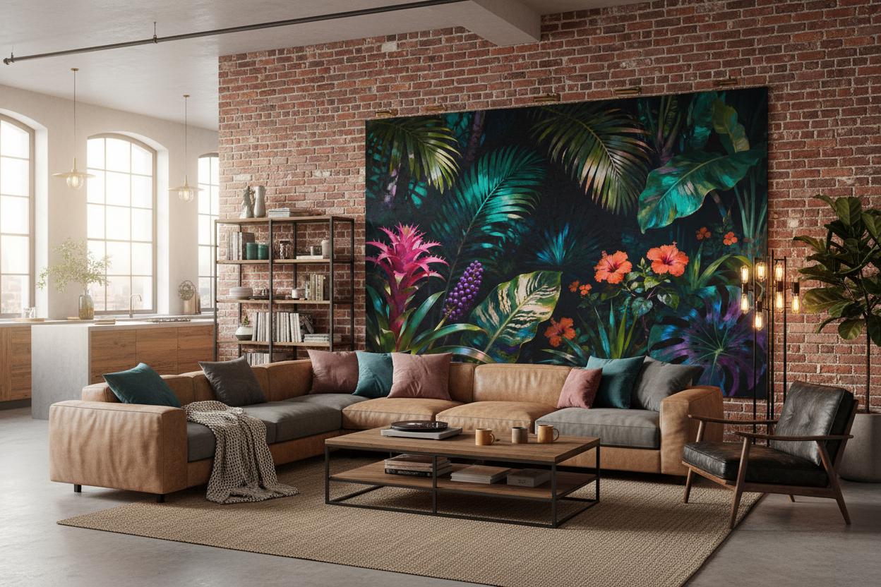 Moody Maximalist Tropical Dark Floral Wallpaper – peel and stick wallpaper mural, Golden Era Walls