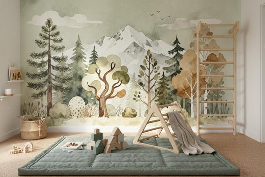 Watercolor Sea Life Dark Coastal Wallpaper – peel and stick wallpaper mural, Golden Era Walls