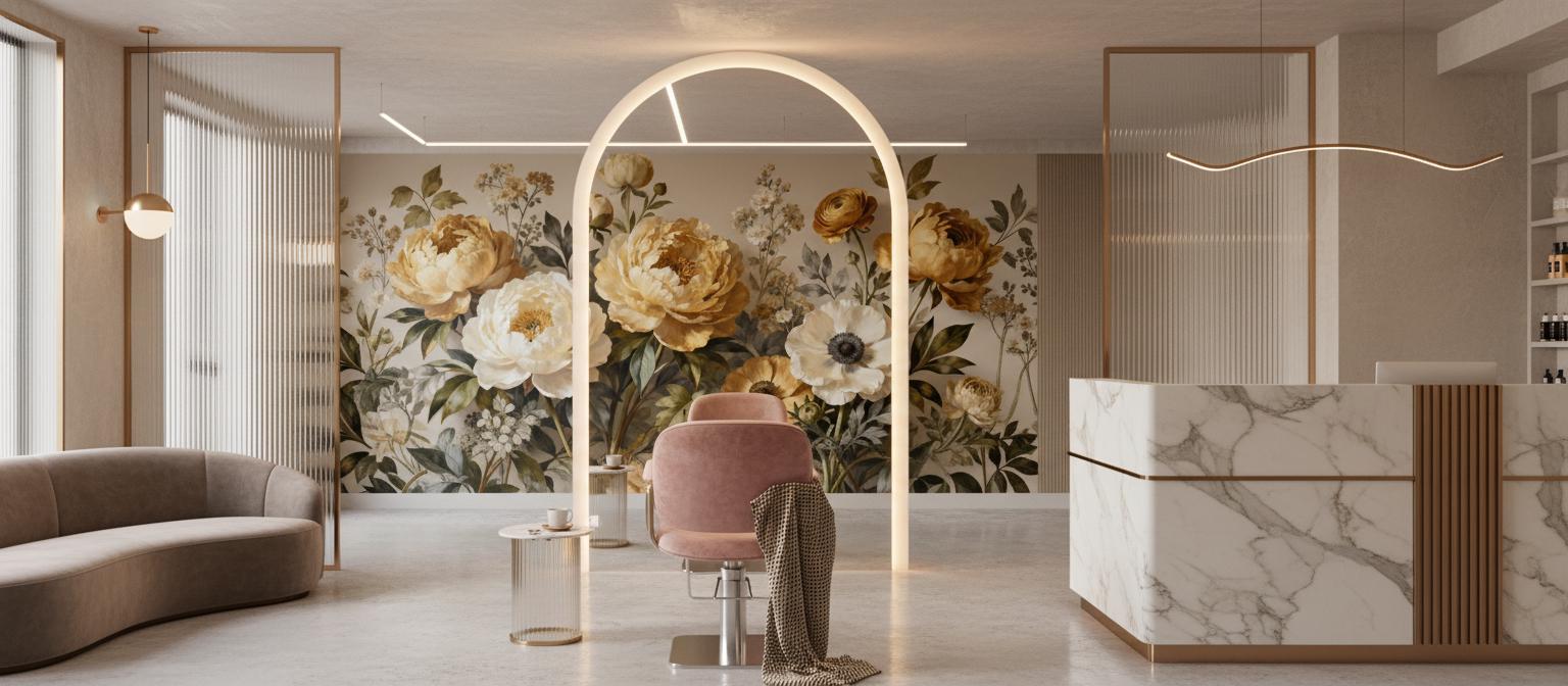 Vintage Golden Floral Moody Floral Wallpaper – scale reference, Golden Era Walls