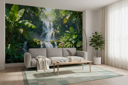 Vibrant Tropical Jungle Botanical Floral Wallpaper – detail view, Golden Era Walls