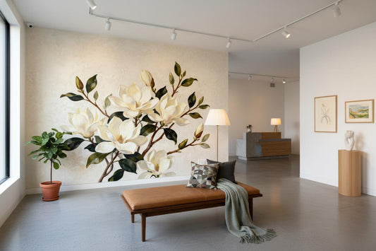 Vintage Magnolia Floral Luxury Floral Wallpaper – detail view, Golden Era Walls