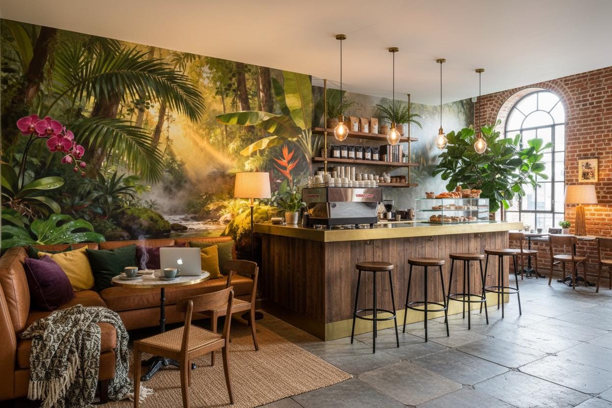 Tropical Rainforest Non Woven Floral Wallpaper – detail view, Golden Era Walls