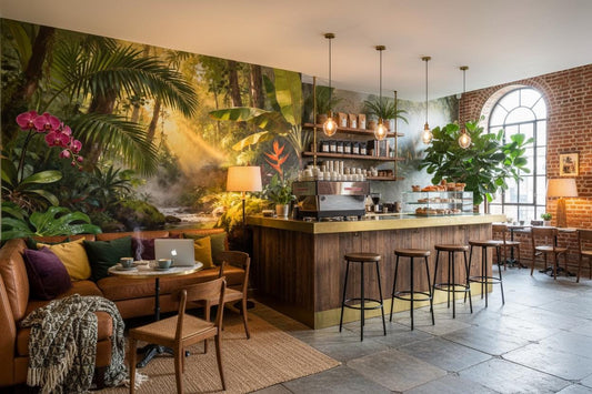 Tropical Rainforest Non Woven Floral Wallpaper – detail view, Golden Era Walls