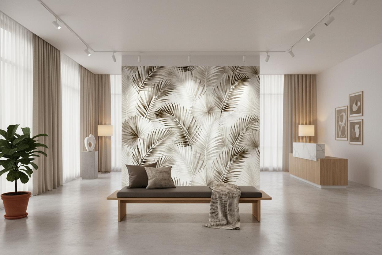 Tropical Sunset Vintage Orange Floral Wallpaper – detail view, Golden Era Walls