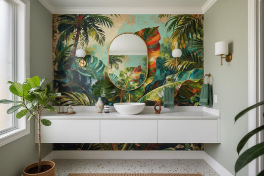 Tropical Rainforest Non Woven Floral Wallpaper – room setting, Golden Era Walls