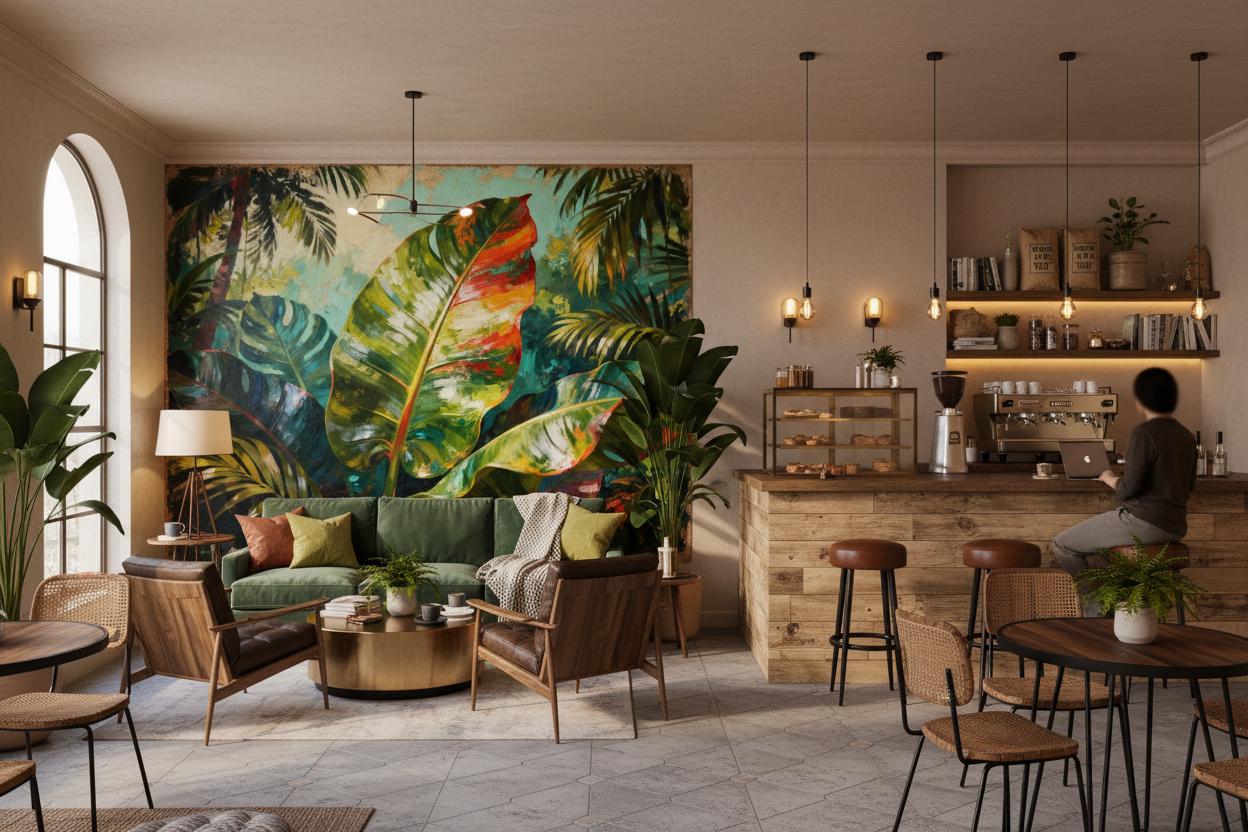 Tropical Rainforest Non Woven Floral Wallpaper – detail view, Golden Era Walls