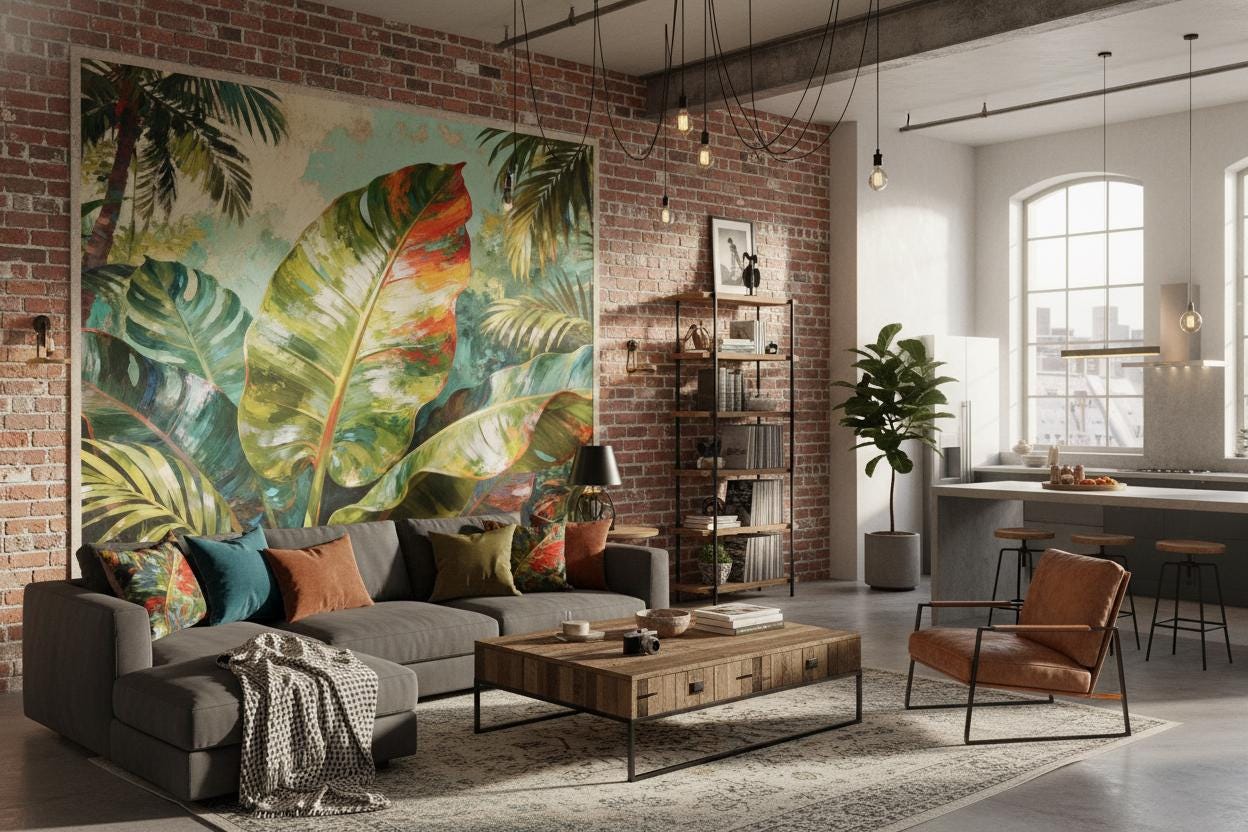 Tropical Rainforest Non Woven Floral Wallpaper – scale reference, Golden Era Walls
