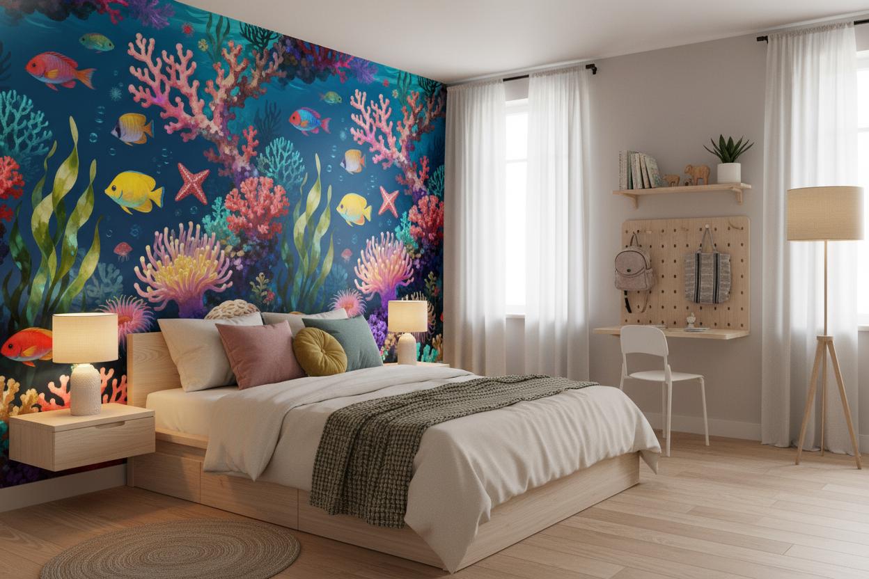 Coastal Coral Reef Oceanic Coastal Wallpaper – alternate view, Golden Era Walls